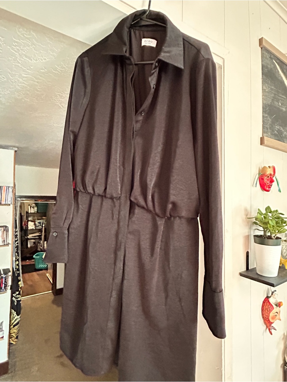 BCBG Black Tailored Collared Shirt Dress
